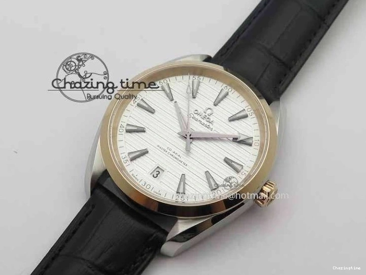 0509 2017 Aqua Terra SS RG XF Best Edition White Textured Dial On Black Leather Strap A Functional 8157